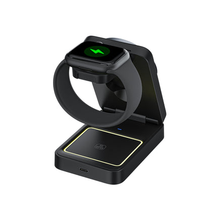 Magnetic 3" 1 Wireless Charging Station Travel Charger For Multiple Devices W/Night Light
