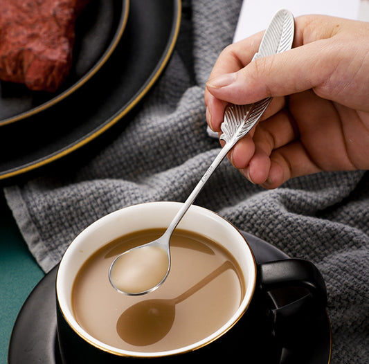 Stainless Steel Feather Shape Coffee Spoon