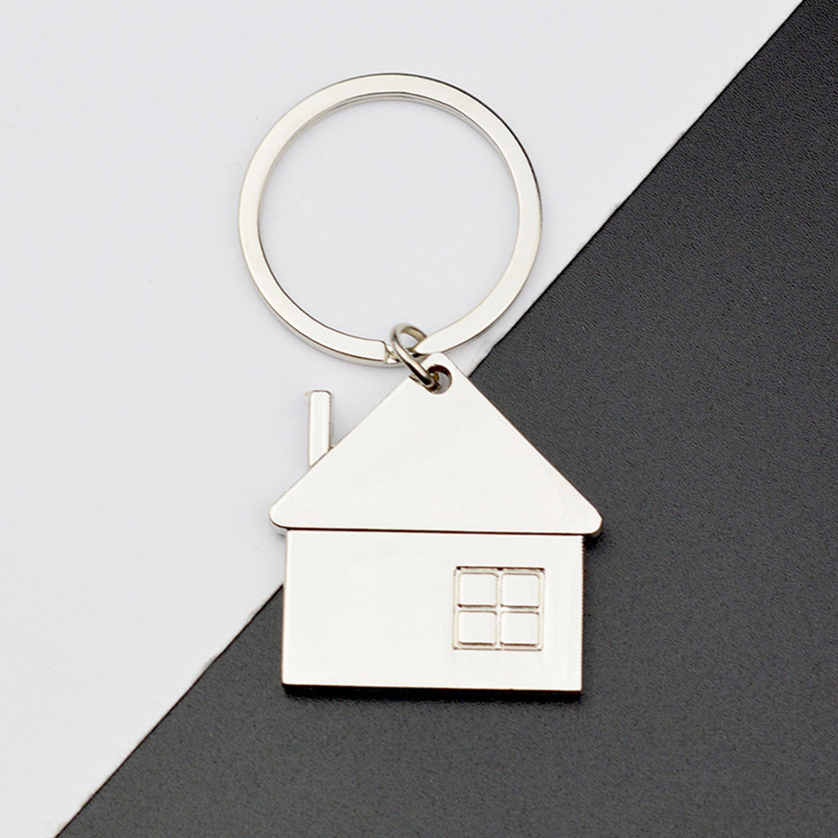 House Shaped Metal Keychain