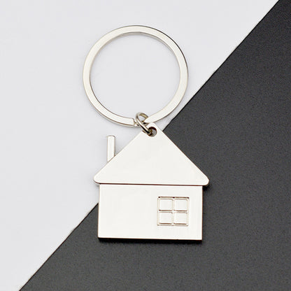 House Shaped Metal Keychain