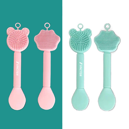 2" 1 Silicone Facial Cleansing Scrubber Face Mask Brush for Mud, Clay, Mixed Skin Care Tool Set