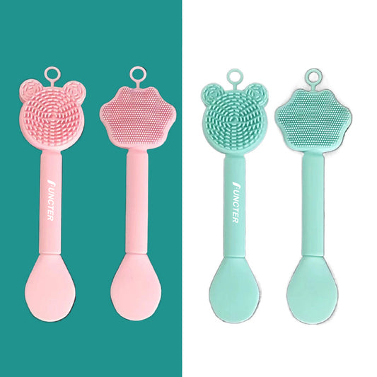 2" 1 Silicone Facial Cleansing Scrubber Face Mask Brush for Mud, Clay, Mixed Skin Care Tool Set