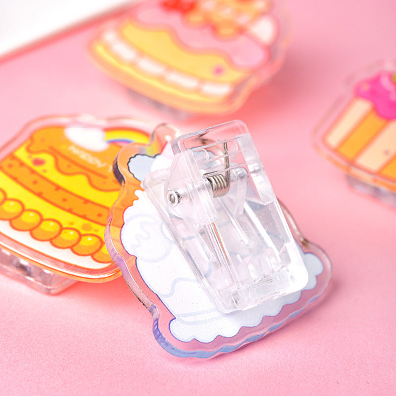 Cake Shaped Acrylic Album Memo Clip Bag Binder Sealing Clip Food Bag Clamp-Two Sides Imprint