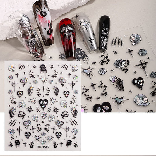 Skeleton Sticker Halloween Nail Art Stickers Decals Self-Adhesive Nail Supplies Fingertip Art
