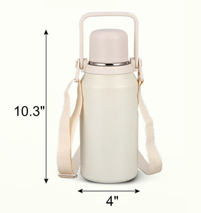 40.5oz Portable Double Wall Vacuum Stainless Steel Water Bottle w/ Handle & Strap