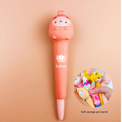 Cute Bunny Stress Reliever Pen 2" 1 Squeeze Toy Pen PU Foam Gel Ink Pen