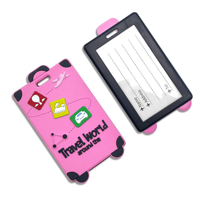 Custom Suitcase Shaped 3D Raised Soft PVC Luggage Tag For Travel Baggage Identification