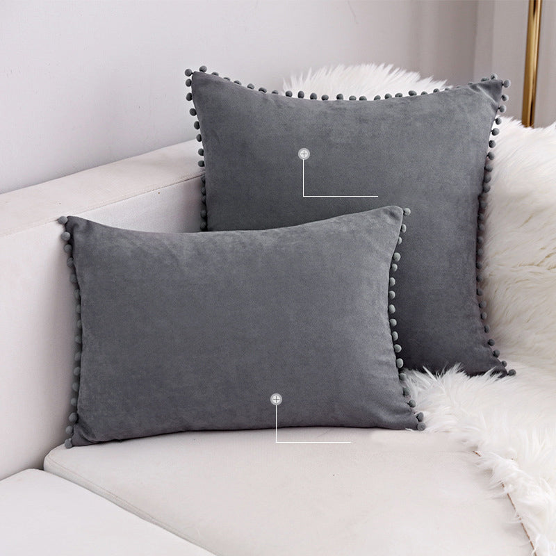 15 x 8" Pompoms Pillowcase Velvet Ball Tassel Trimmed Pillowshams Pompom Fringe Cute Pillowcase