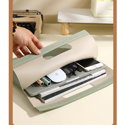 PU Leather Cut Out Handle Tote Bag With Magnetic Closure For Laptop & Files & Tech Accessories
