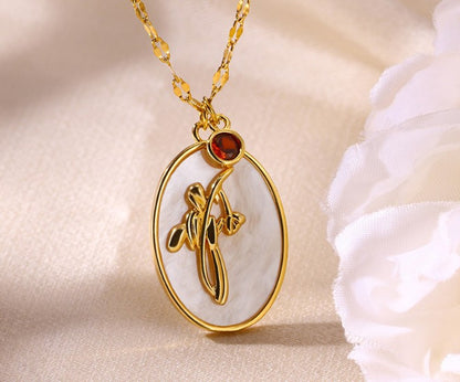 Gold Plated Iris Flower Necklace, Three-Dimensional Floral Necklace