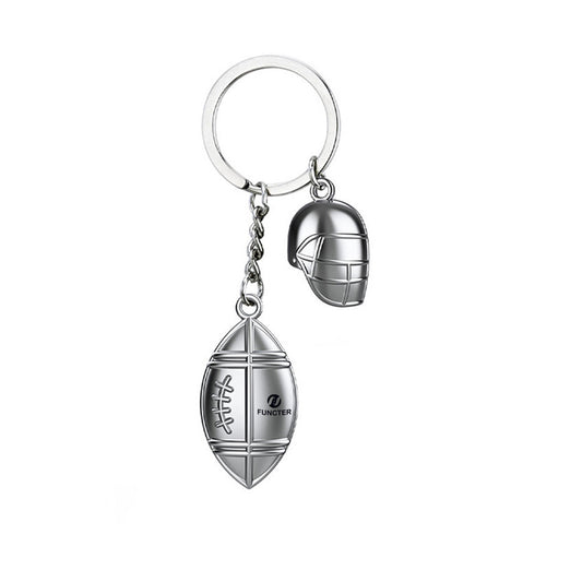 Metal Rugby With Engraved Key Chain