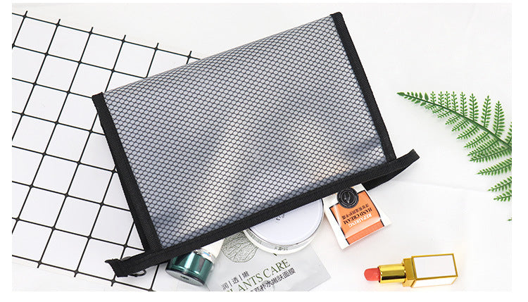 Waterproof Translucent Toiletry Pouch Bag Zipper Mesh Makeup Bag(Large)