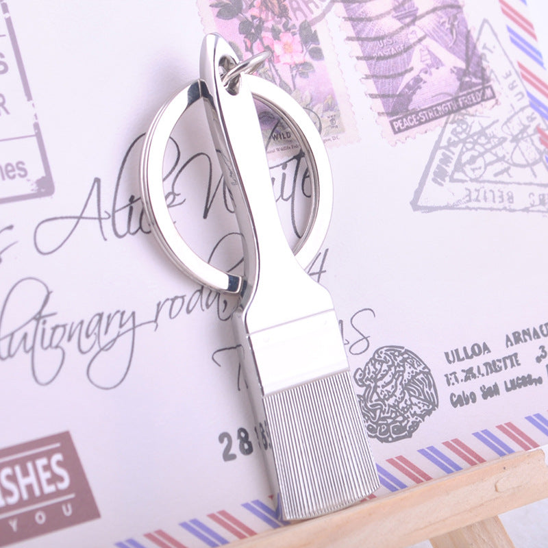 Brush Shaped Metal Key Chain