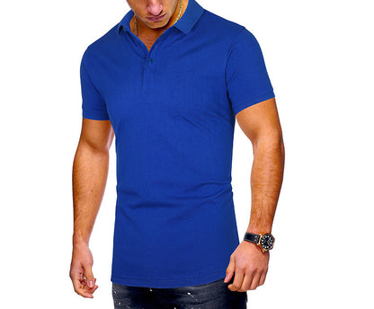 Men's Regular-fit Short-Sleeve Polyester Lapel Polo Shirt