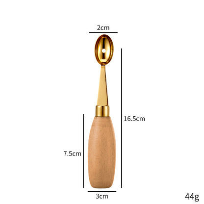 Oval Gold 304 Stainless Steel Fruit Scoop Watermelon Scoop Ice Cream Scoop With Wood Handle
