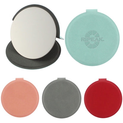 Stainless Steel Round Makeup Unbreakable Mirror With PU Leather Cover