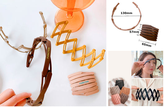 Portable Folding Headband Retractable Pocket Hair Band Spring Wavy Foldable Hair Hoop for Women Girl