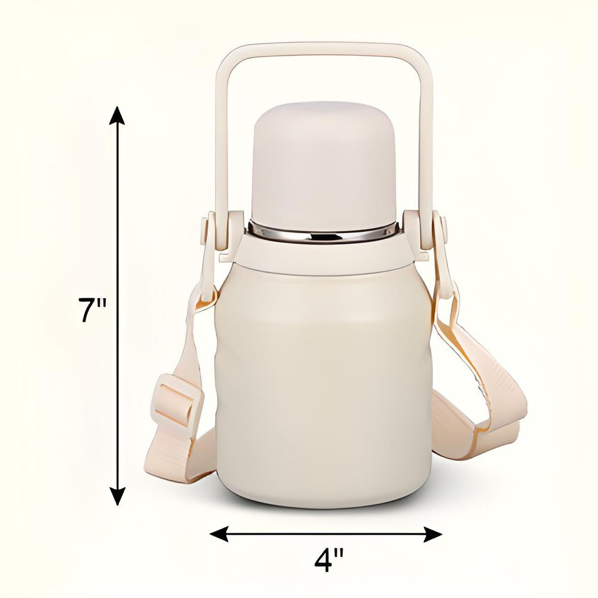 20oz Portable Double Wall Vacuum Stainless Steel Water Bottle w/ Handle & Strap
