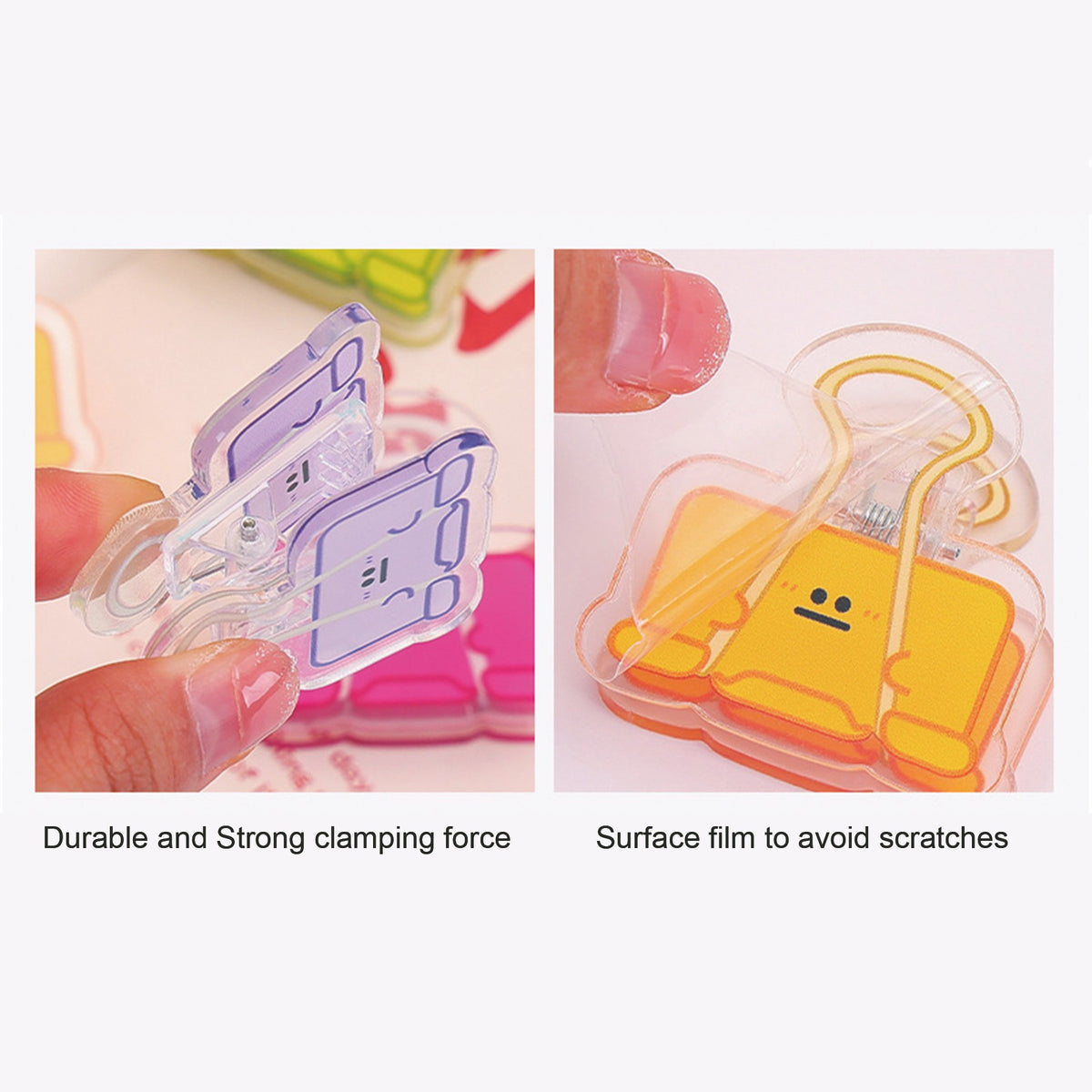 Cute Cat Shaped Acrylic Album Memo Clip Bag Binder Sealing Clip Food Bag Clamp-Two Sides Imprint