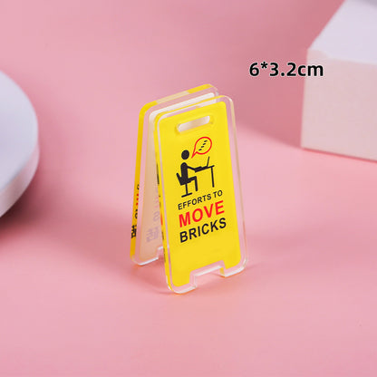 Warning Sign Shaped Acrylic Album Clip Bag Binder Sealing Clip Food Bag Clamp-Two Sides Printing