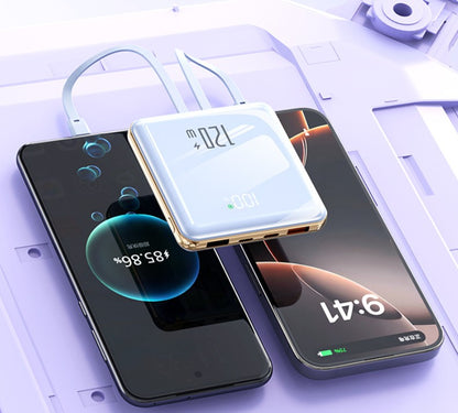 Mini 1000mAh Fast Charging Pocket Power Bank W/ 4 Built-In Cables