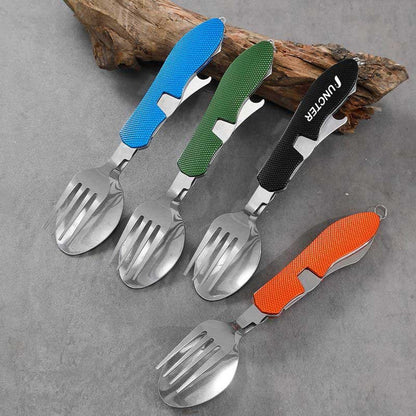 Outdoor Portable Stainless Steel Multifunctional Folding Camping Detachable Spork