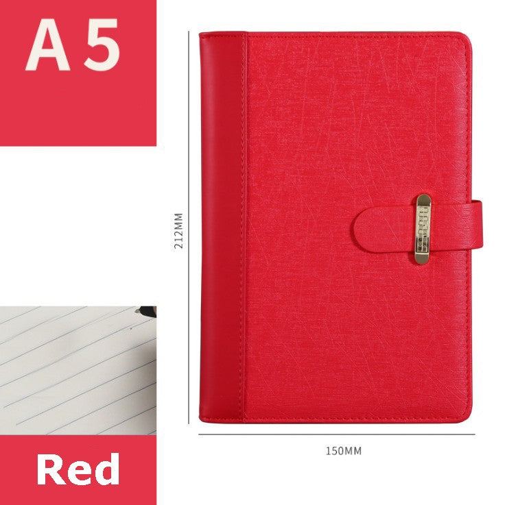 A5 PU Leather-Bound Business Notebook Writing Journal Executive Notebook Meeting Note