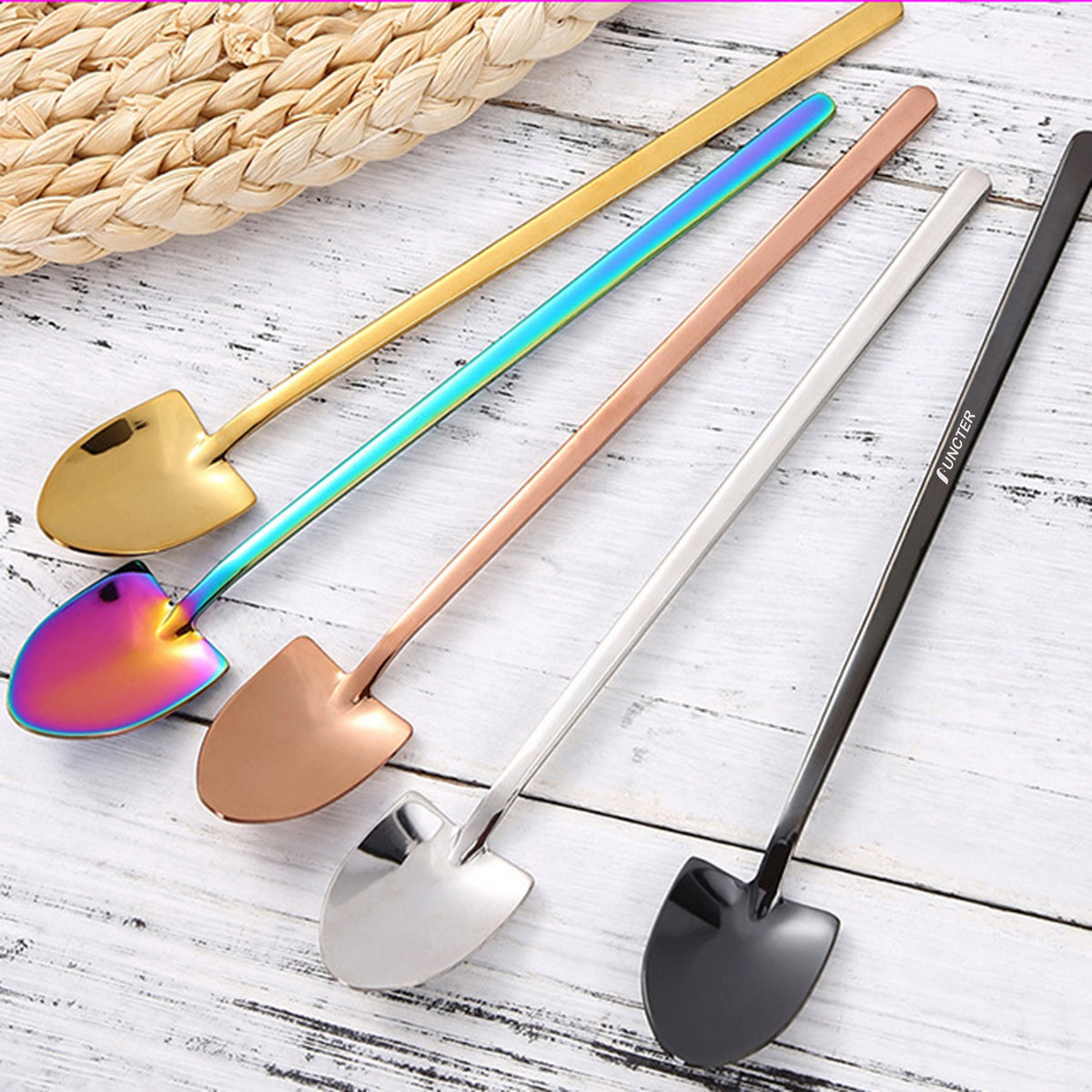 304 Stainless Steel Long Handle Shovel-Shaped Ice Cream Scoop Dessert Spoon