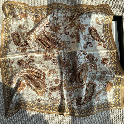 Custom 25.6" x 25.6" 100% Mulberry Silk Neck Scarf Silk Satin Wristband
