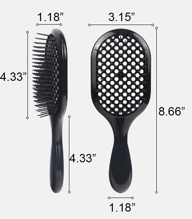 Hollow Out Hair Brush Scalp Massage Comb With Black Grip For Dry & Wet Hair