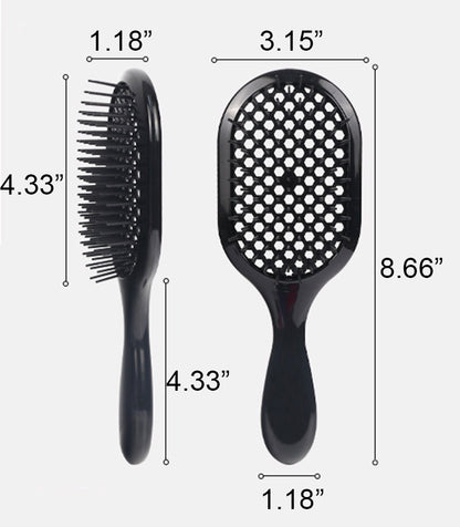 Hollow Out Hair Brush Scalp Massage Comb With Black Grip For Dry & Wet Hair