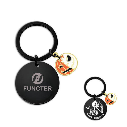 Halloween Skull Keychain With Pumpkin Icon
