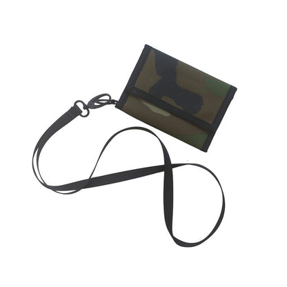 Trifold Biker's Silm Portable Neck Wallet Cards Holder W/Hanging Lanyard Oxford Neck Purse