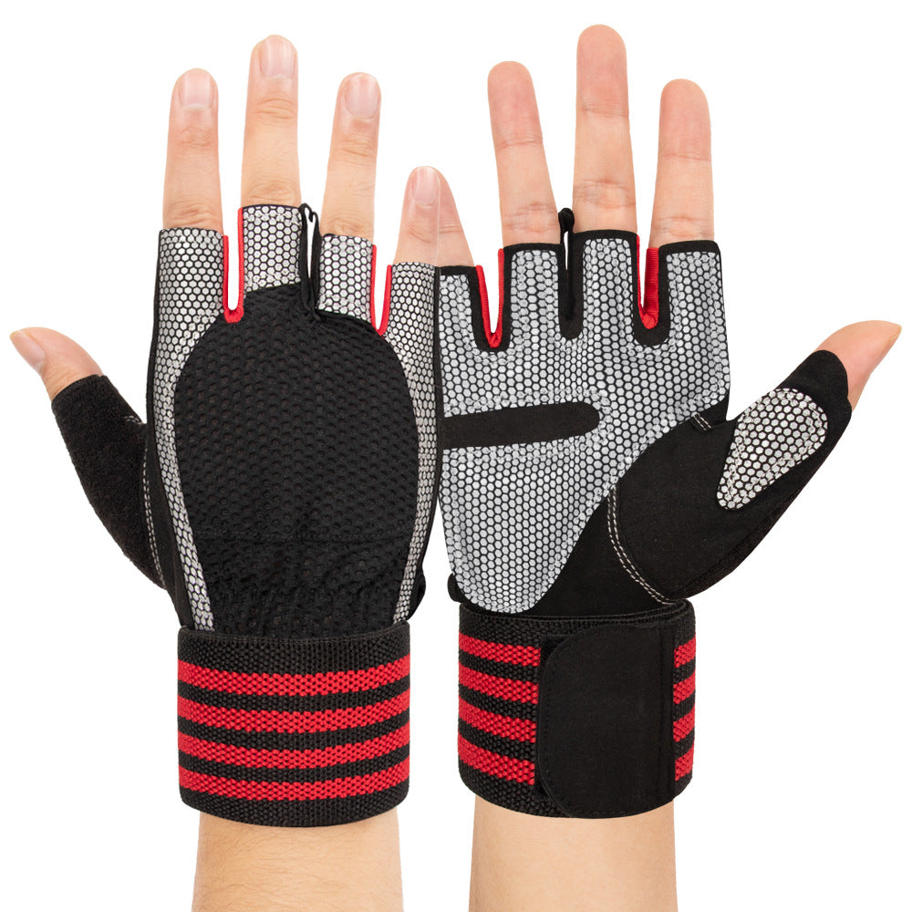 Weight Lifting Half Finger Gloves for Exercise Wrist Wraps Gym Gloves Full Palm Protection Wrister