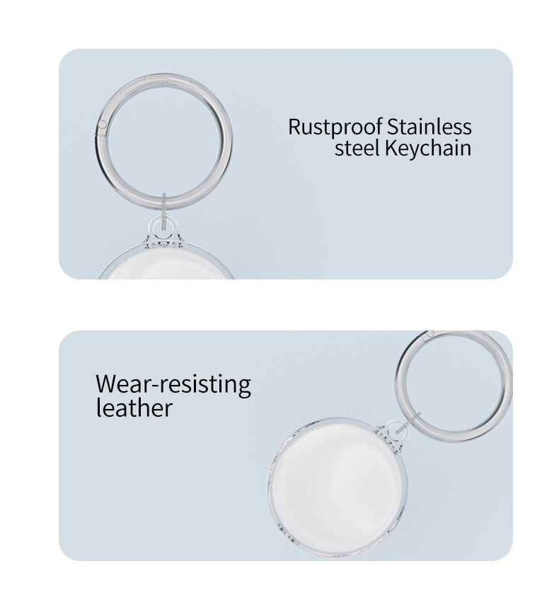 Circular Transparent TPU KeyTag Case Tracker Cover Anti-Lost Protector Holder W/ Key Chian