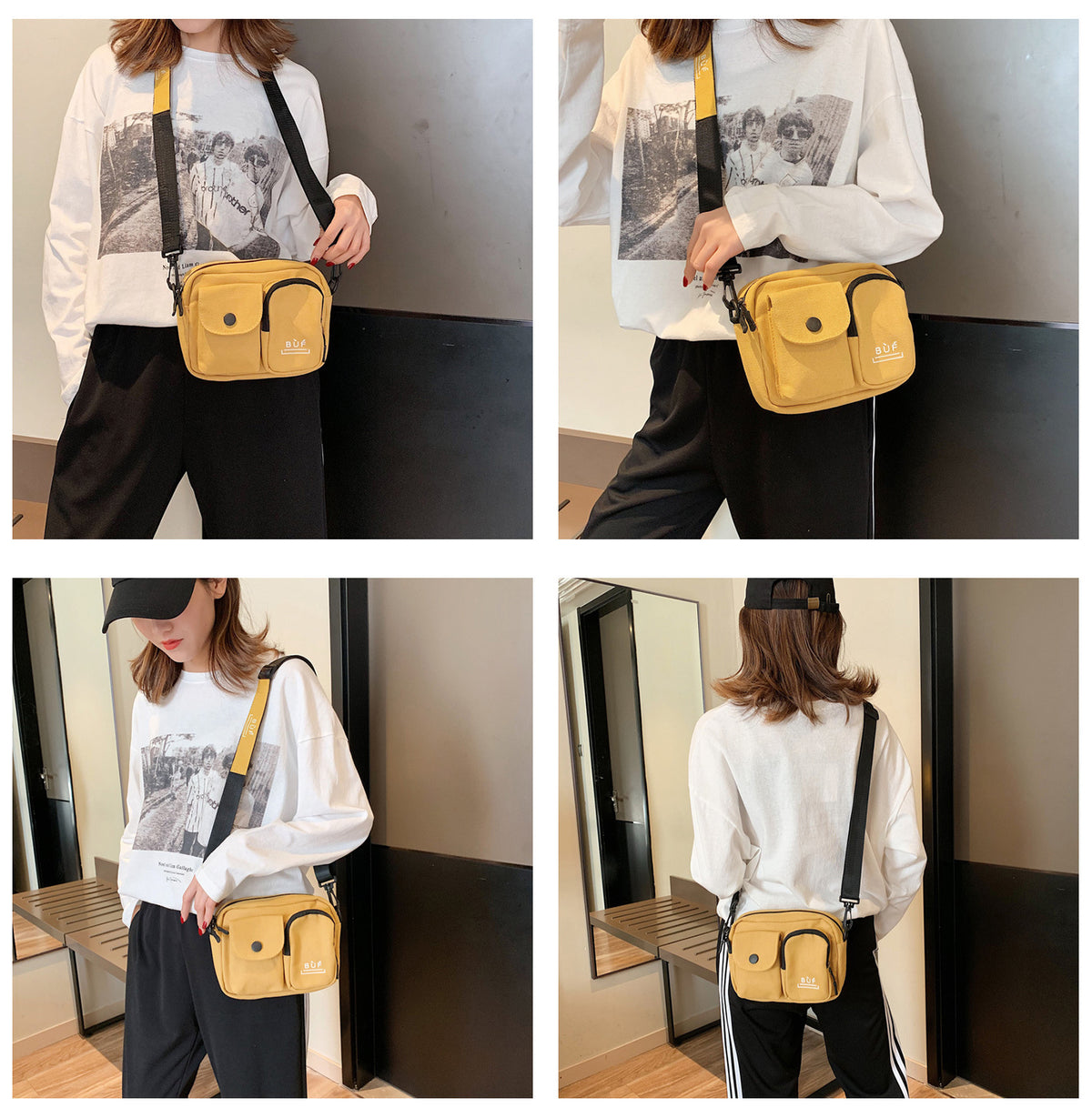 16 oz Canvas Mini Crossbody Bag Single Shoulder Bag Daily Cell Phone Purse Bag Stadium Approved Bag