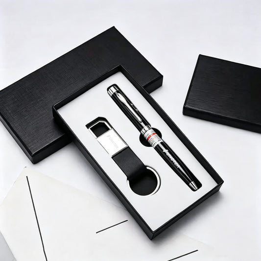 Multi Function Laser Pointer Retractable Ballpoint Pen W/ Keychain Gift Set