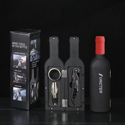Waiter's Corkscrew Wine Bottle Shaped Red Neck Corkscrew Set (Colorful Box) -3 Piece