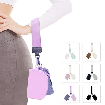 Mini Zip Around Dual Pouch Wristlet With 2 Straps Wristlet Keychain Wallet