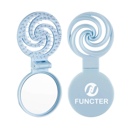 Foldable 2-in-1 Hair Brush With Mirror