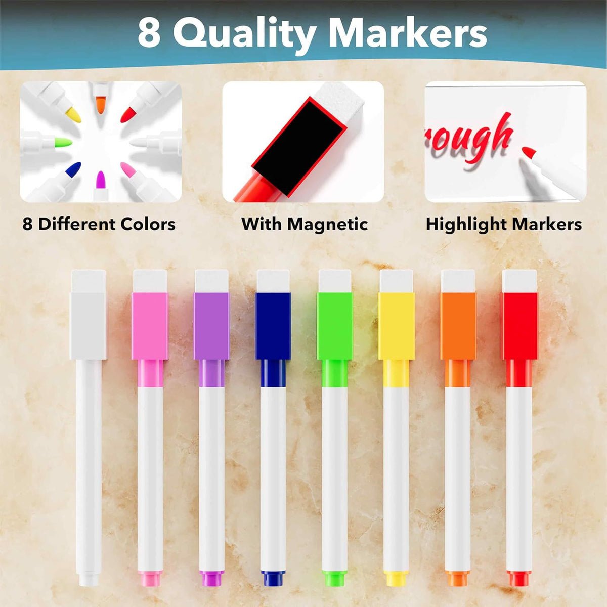 Magnetic Calendar Easy to Clean Strong Magnetic Hold Includes Markers & Eraser
