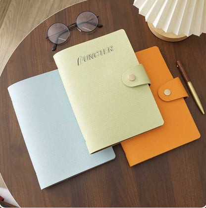 A5 Soft Lychee Texture Leather Binder Loose-leaf Notebook W/ Pen Holder