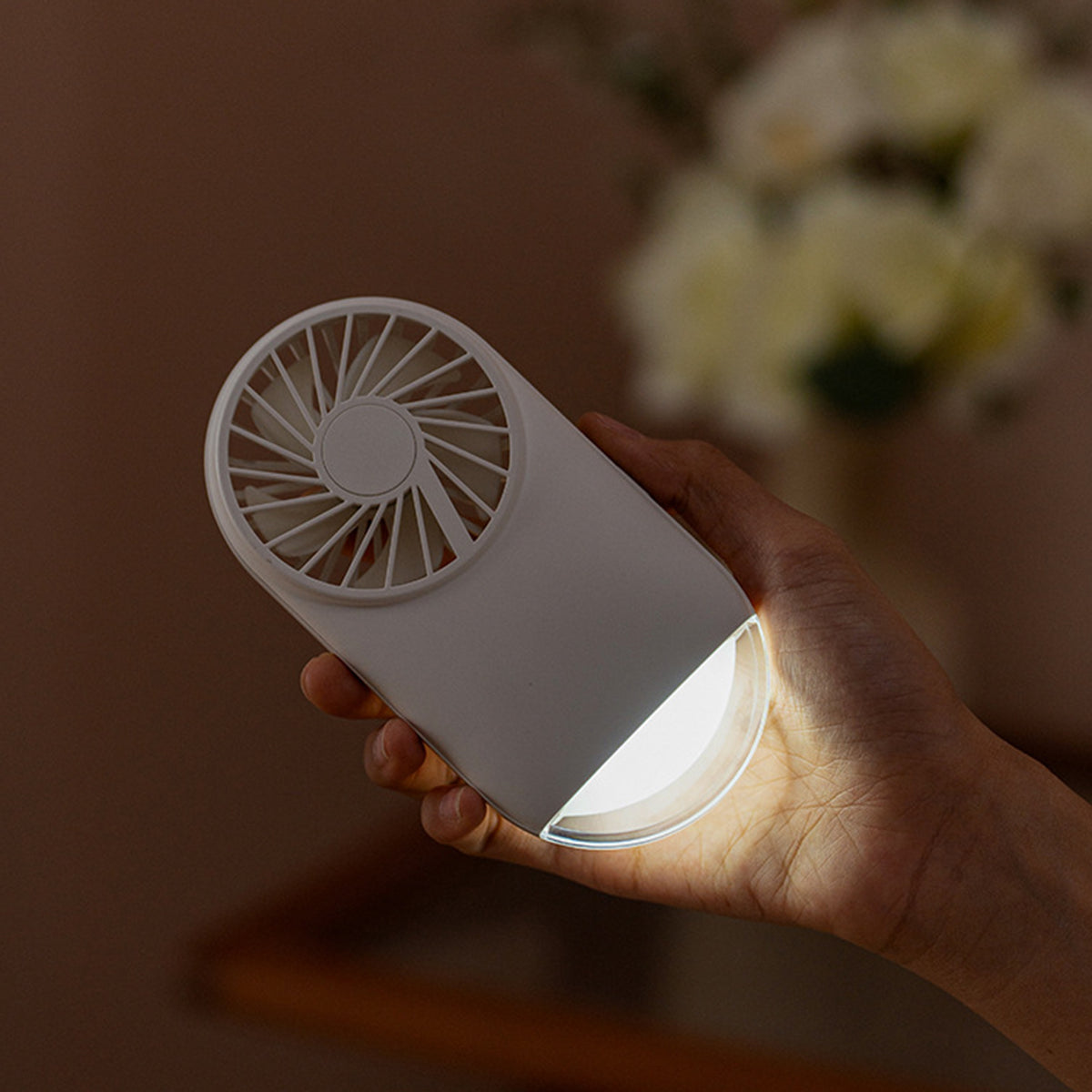 Portable Handheld Fan Rechargeable Pocket Fan w/ Flashlight