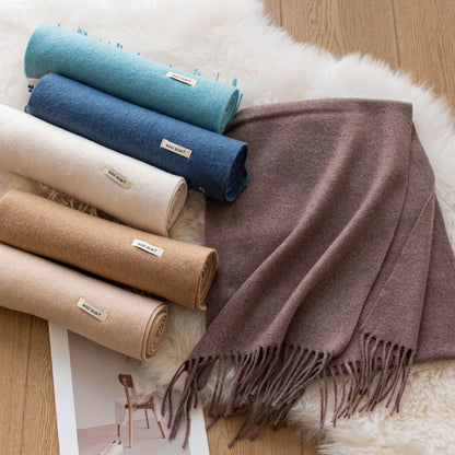 75" Mock Cashmere Scarf with Wool Tassels
