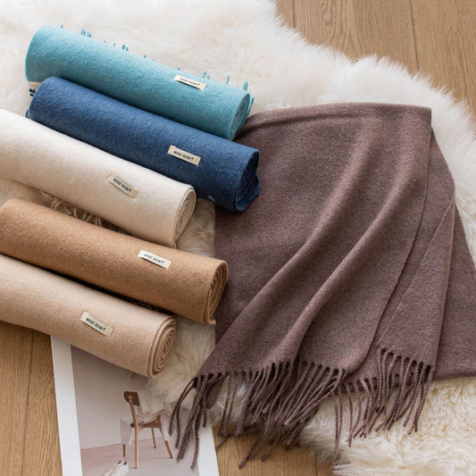 75" Mock Cashmere Scarf with Wool Tassels
