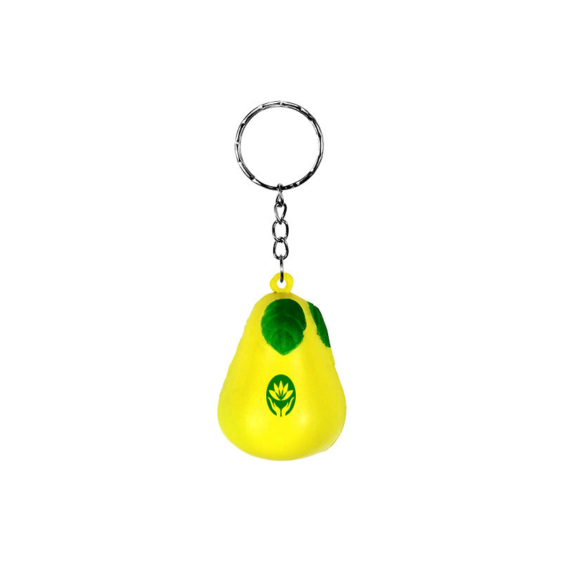 Simulated Pear Stress Reliever Ball Keychain