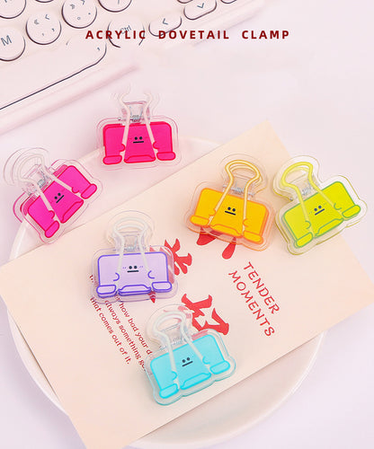 Dovetail Clamp Acrylic Album Memo Clip Bag Binder Sealing Clip Food Bag Clamp-Two Sides Printing