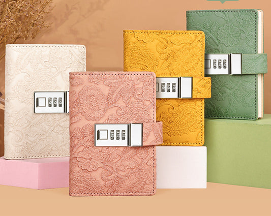 PU Leather Locked Notebook Lock Journal Diary Password Book