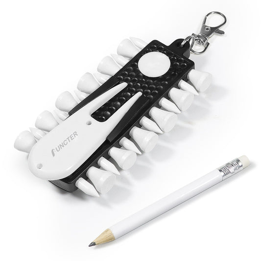 3-in-1 Golf Tee Holder for Bag, Golf Tee Carrier with 12 Tees 1 Golf Divot Repair Tool 1 Marking Pen