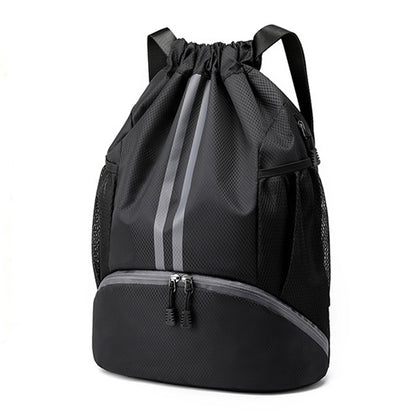 13 x 19" Drawstring Backpack with Shoes Compartment, Dry Wet Separation Large Capacity